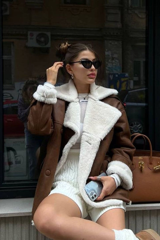 Winter Lined Faux Leather Coat