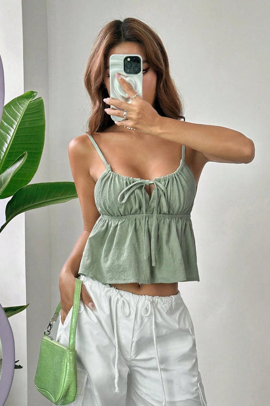 Cut-Out Lace-Up Loose Tank Top