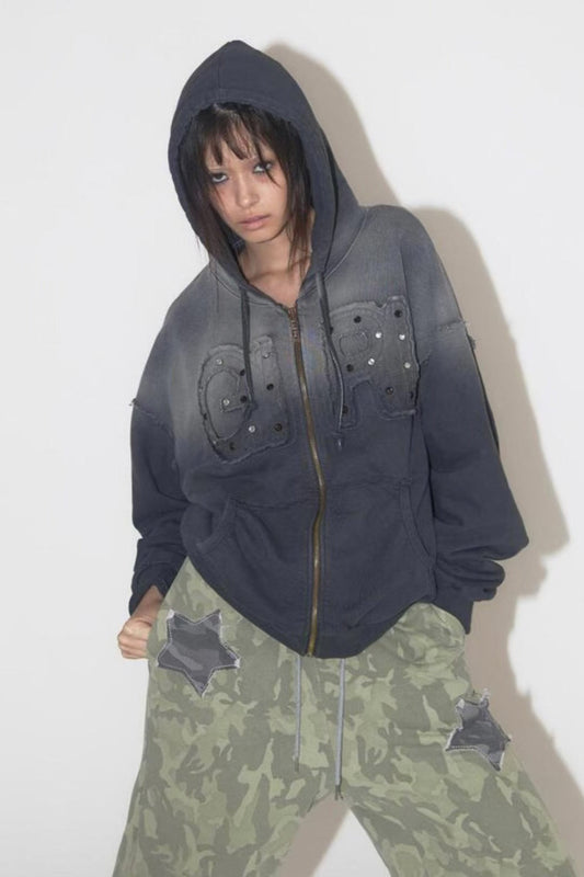 Vintage Washed Gradient Hoodie