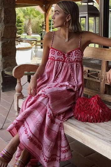 Boho Spaghetti Strap Tassel Boho Dress