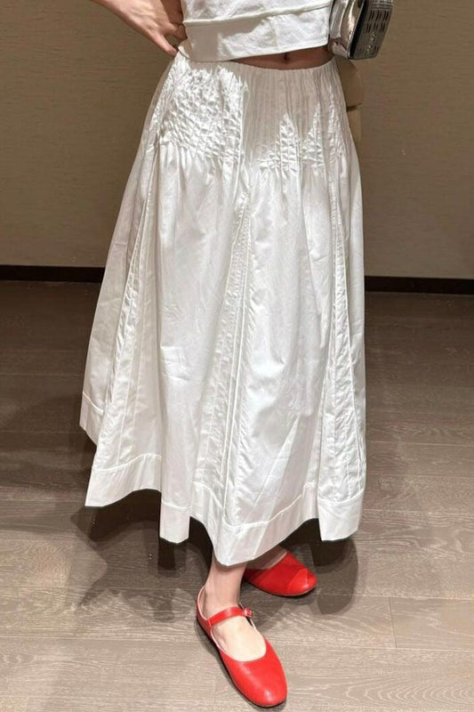 Sweet High Waist Unique Youthful White Maxi Skirt
