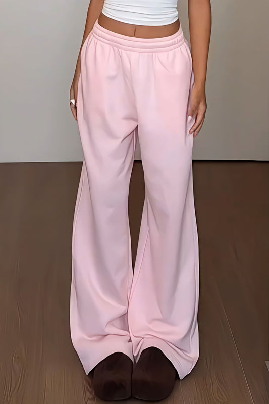 Retro Pink Relaxed Wide Leg Casual Pants