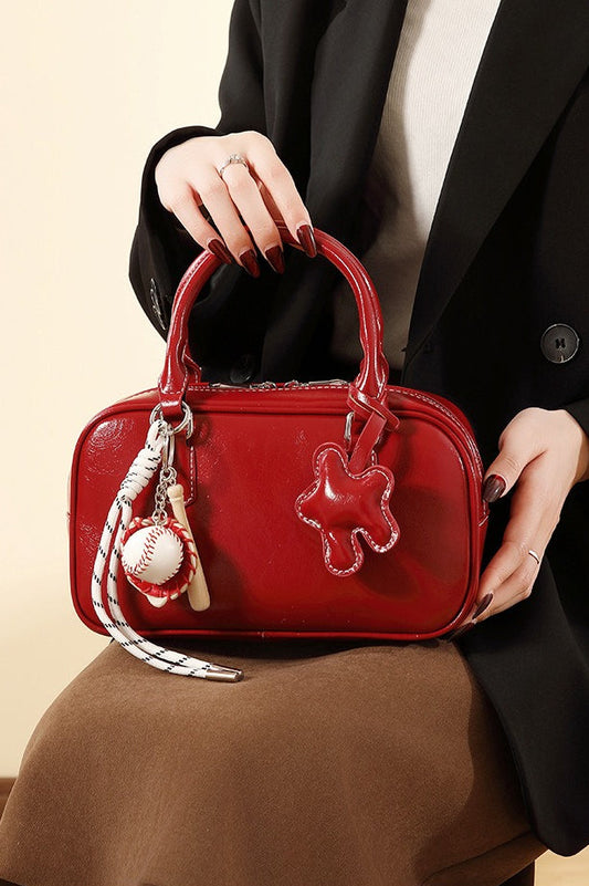 Red Charm Minimalist Retro Handbag Sleek Commuter Bag
