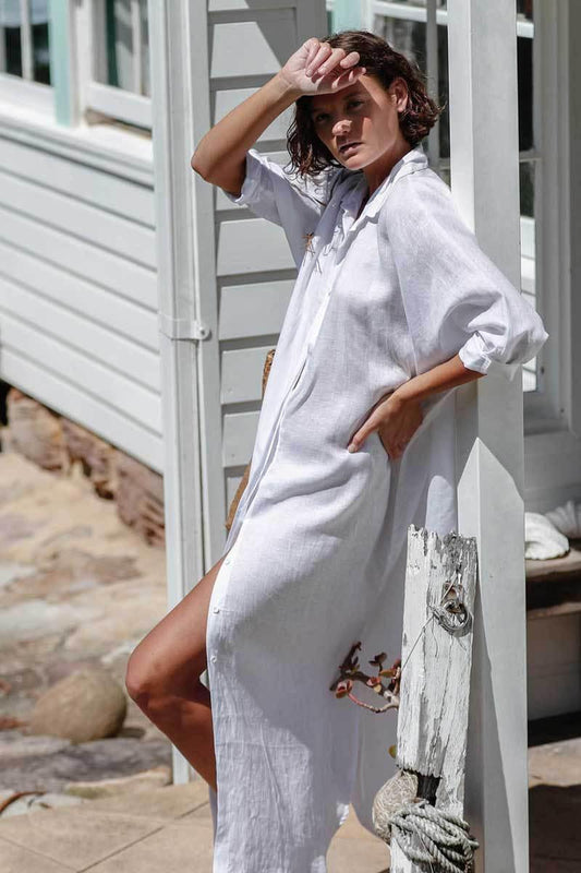 Crinkled Shirt Style Beach Cover Up