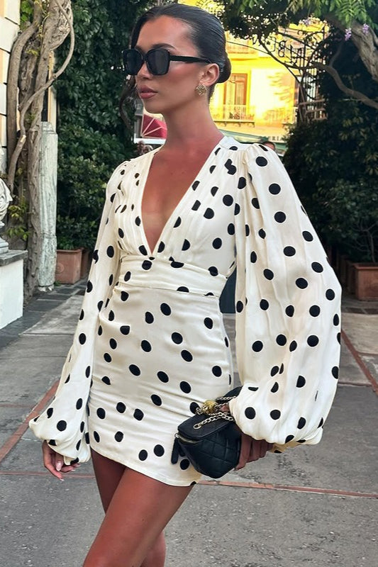 Vintage Polka Dot Bodycon Mini Dress