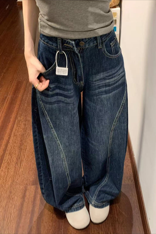 Vintage Blue High Waist Wide Leg Jeans