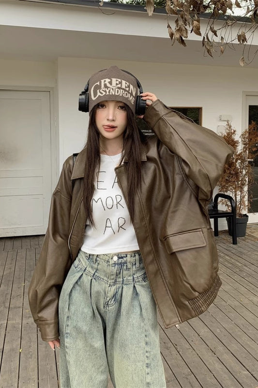 Short Length Oversized Moto Jacket