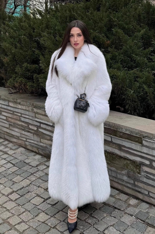 Faux Fox Fur Long Eco Fur Overcoat