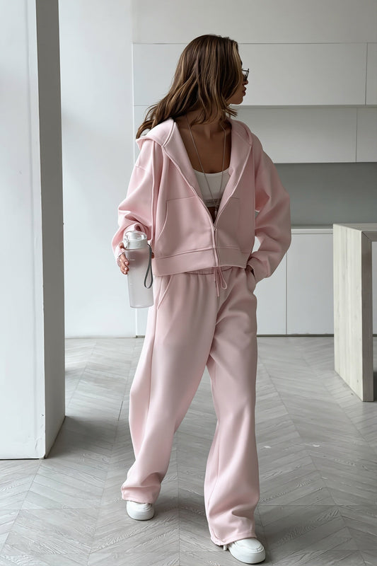 Zip Hoodie and Wide Leg Sweatpants Set