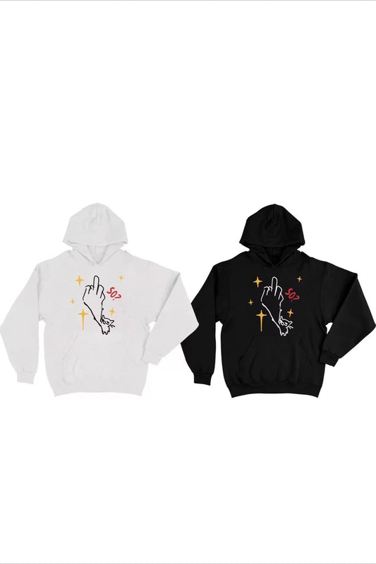 Cat Gesture Graphic Heavyweight Pullover Hoodie