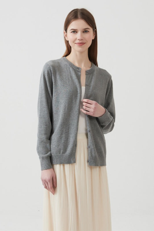 Cotton Round Neck Cardigan