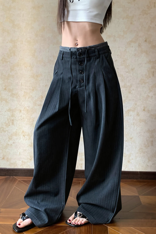 Low Rise Drawstring Wide Leg Pants