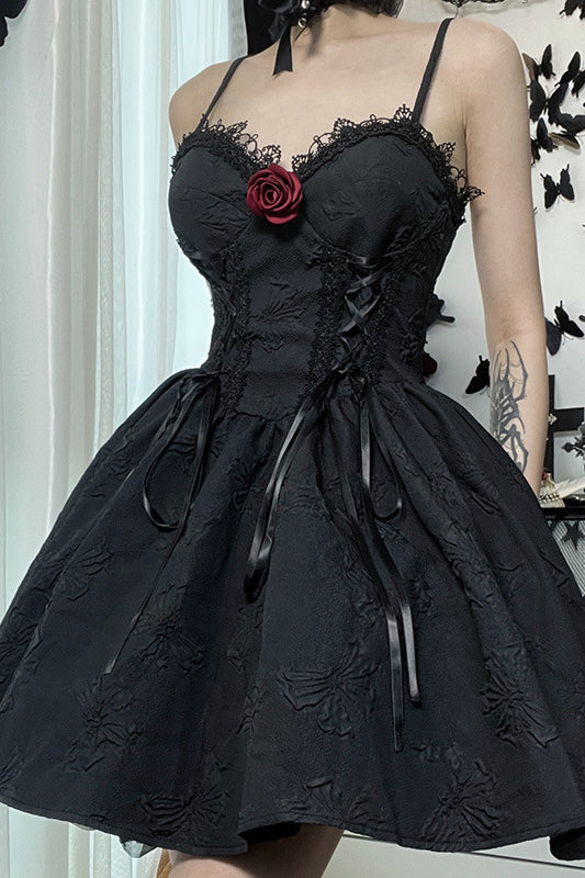 Lace Trim Slip Gothic Dress
