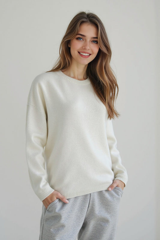 Seamless Knit Wool Pullover Sweater