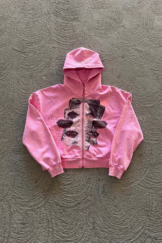 Street Style Rhinestone Print Hoodie