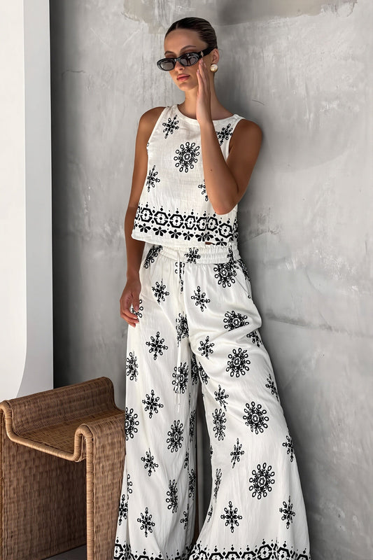 Boho Linen Tank Casual Two Piece Set