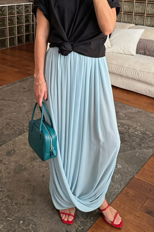 Draped Chiffon Maxi Skirt
