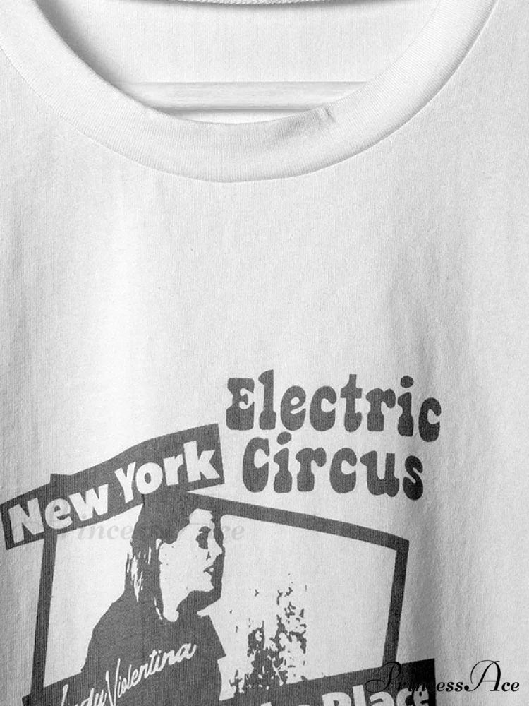 90s Short Sleeve Trendy Crop Blouse - Black White / ONE SIZE