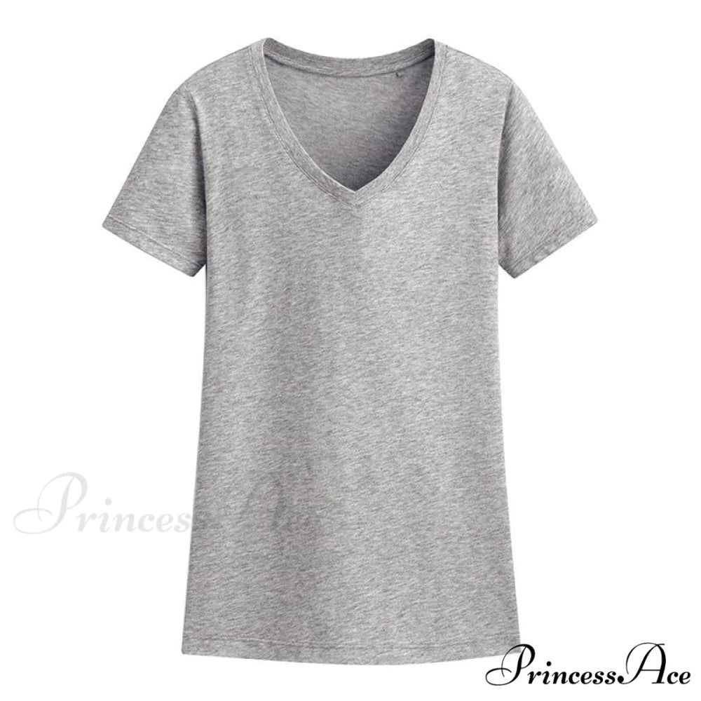 95% Cotton Simple T-shirt gray / S