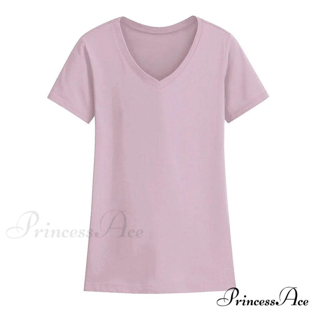 95% Cotton Simple T-shirt pink / S