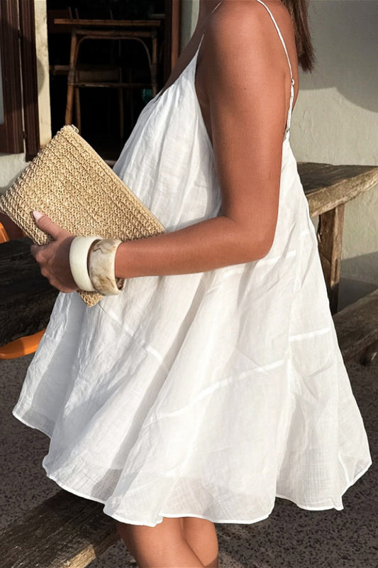 V Neck Loose A Line Vacation Mini Dress
