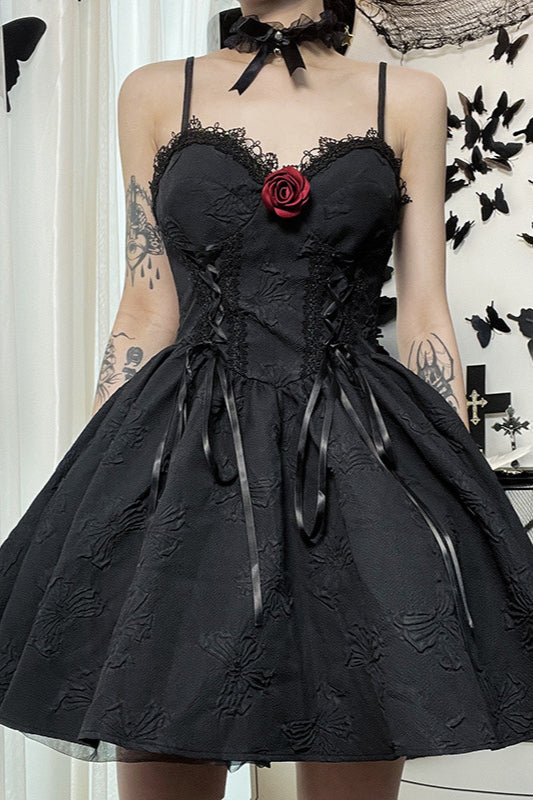 Lace Trim Slip Gothic Dress