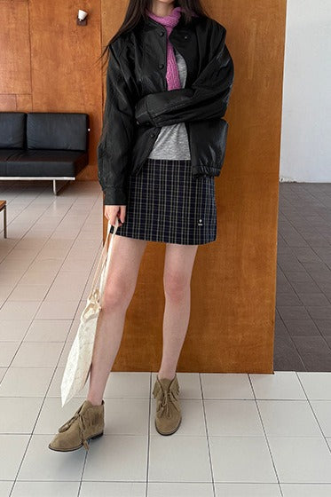 Vintage Plaid High Waist A-Line Skirt