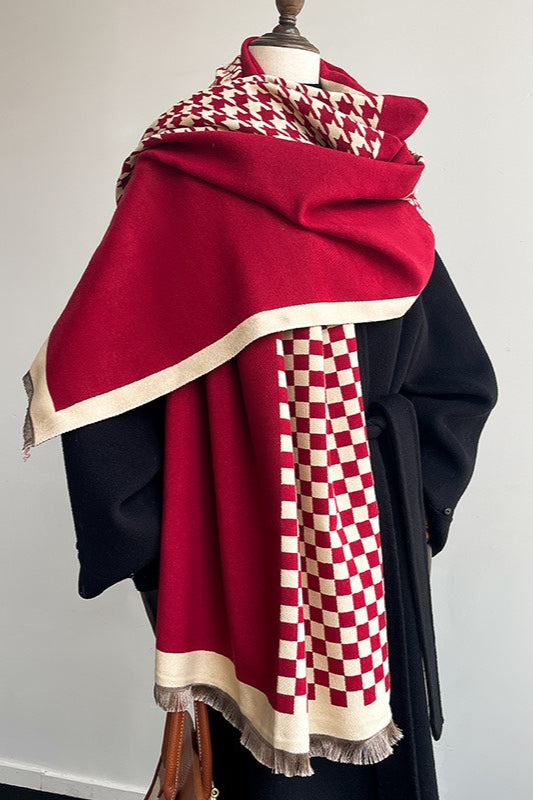 Checkered Plush Christmas Scarf