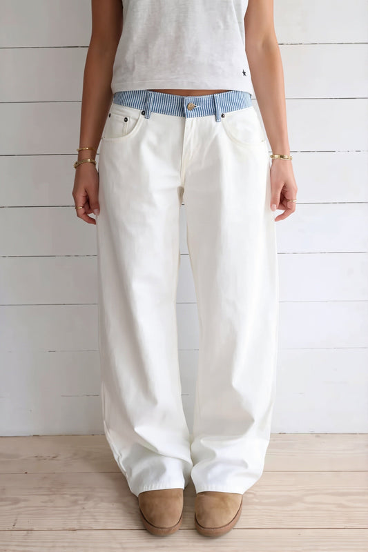 Contrast Tape Straight Leg Pants