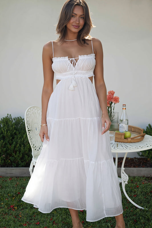 Casual Chiffon Cutout A-Line Maxi Dress