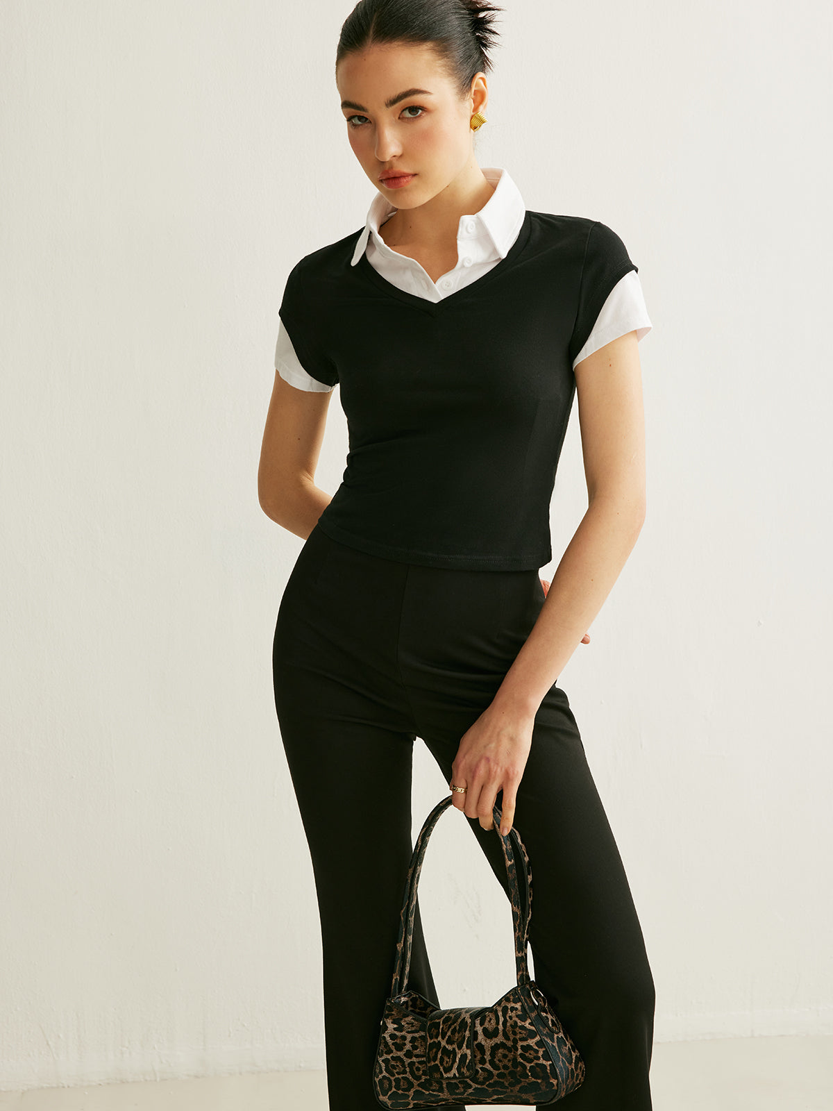 Polo Neck Color Block T Shirt T Shirts