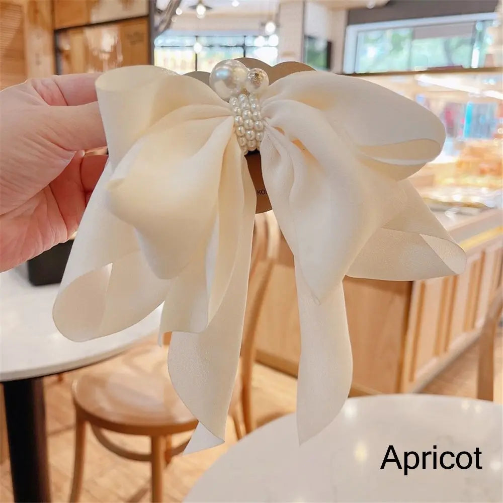 Ribbon Bowknot Ponytail Hair Accessory - Spring Fashion Christmas Apricot Accessories-L