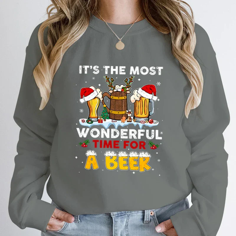 Wonderful Time Beer Autumn Winter Casual Hoodless Pullover Christmas Hoodie Multi / S Hoodies-L