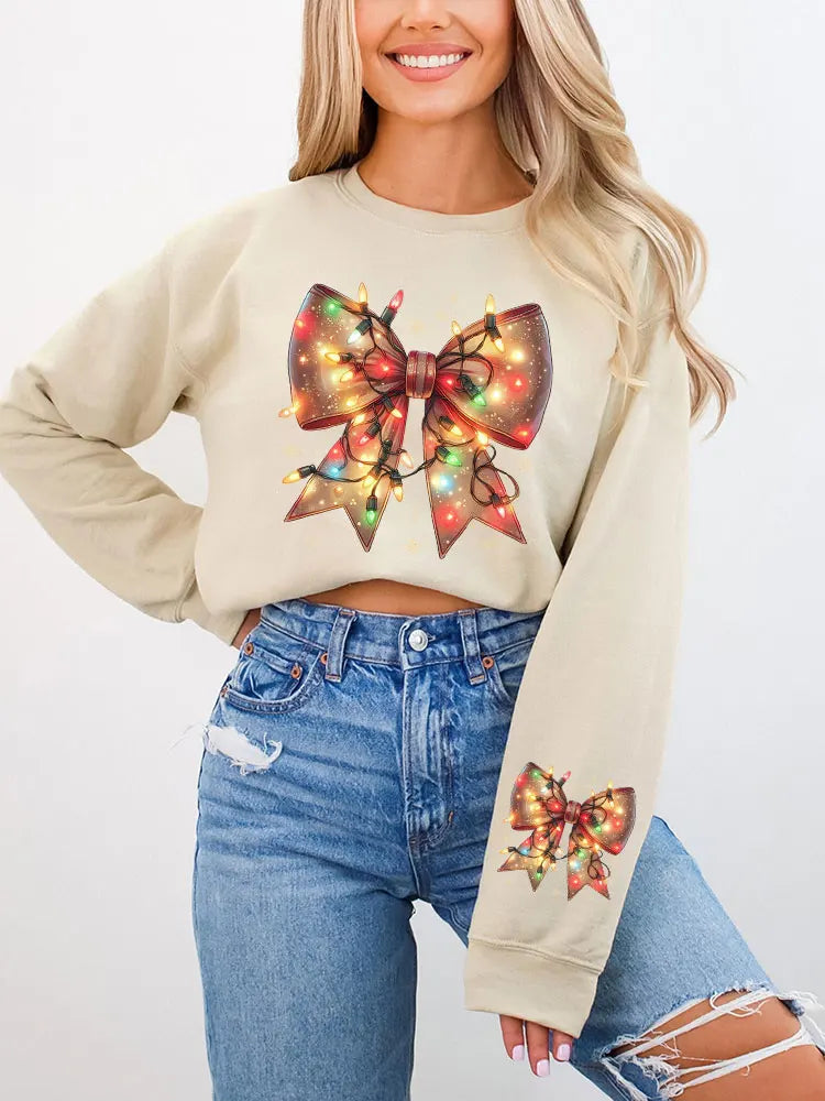 Christmas Lights Coquette Bow Classic Retro Oversized Hoodie Hoodies-L