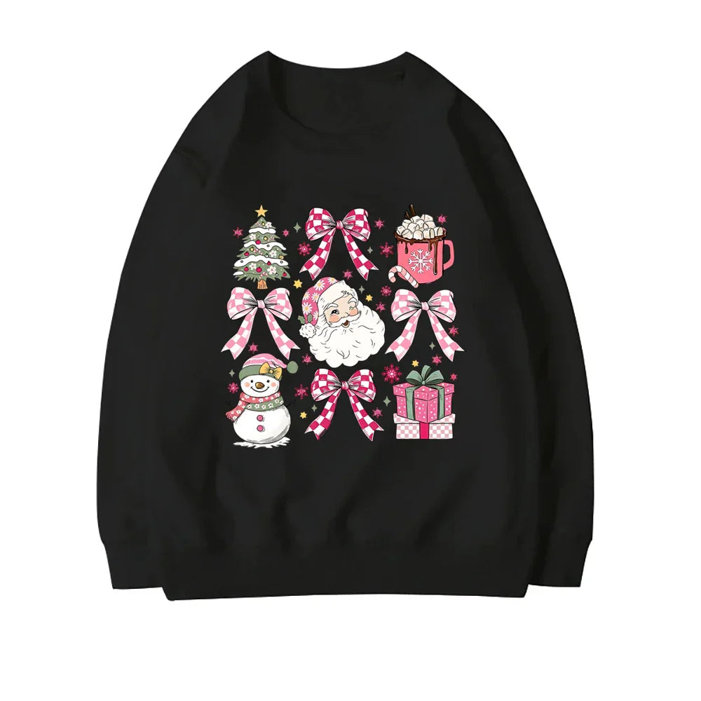 Stylish Coquette Christmas Santa Sweatshirt Holiday Hoodie Black 2 / S Hoodies-L