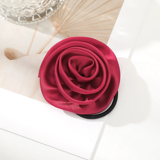 French Satin Retro Rose Hair Accessory For Girls Red Accessories-L