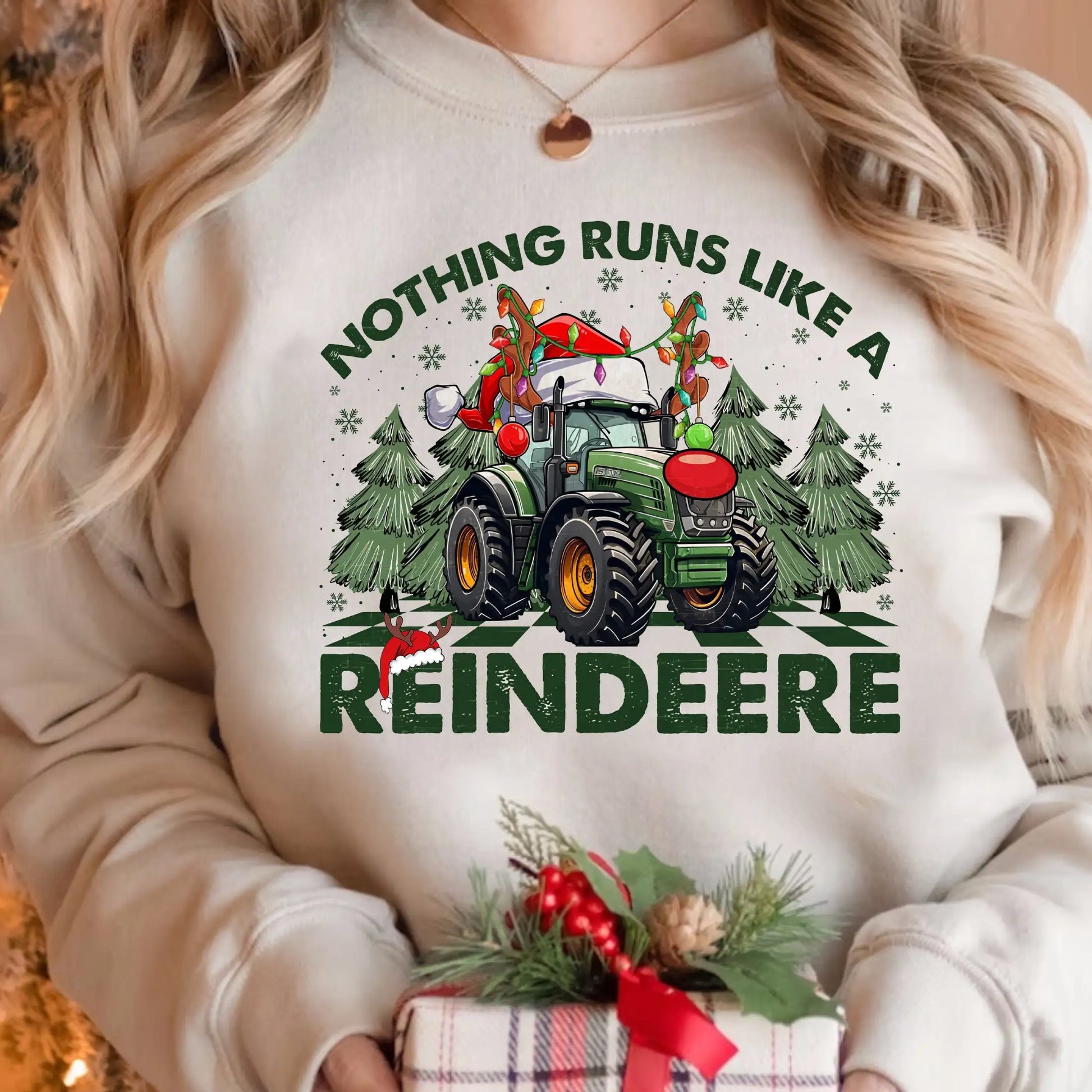 Hot Sale Nothing Runs Like Reindeer Farm Fallow Girl Christmas Hoodie Creamy-White / S Hoodies-L