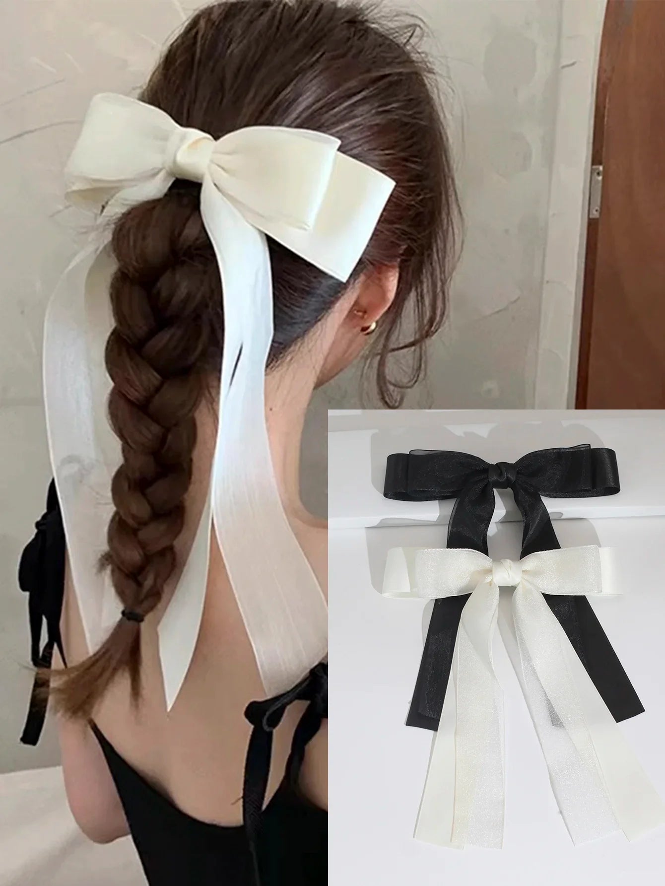 Mesh Ribbon Back Head Top Clip - Retro Christmas Hair Accessory Accessories-L
