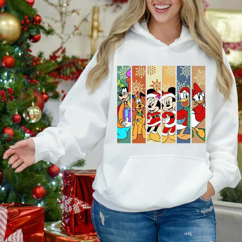Charming Mickey Mouse Plus Velvet Sports Christmas Hoodie White / S Hoodies-L