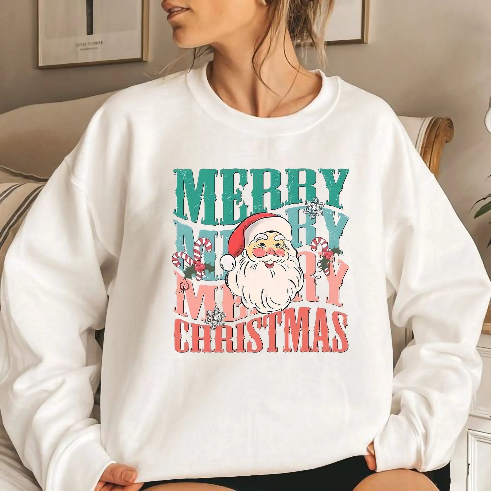 Fashion Cute Santa Slight Stretch Regularfit Girl Christmas Hoodie White / S Hoodies-L