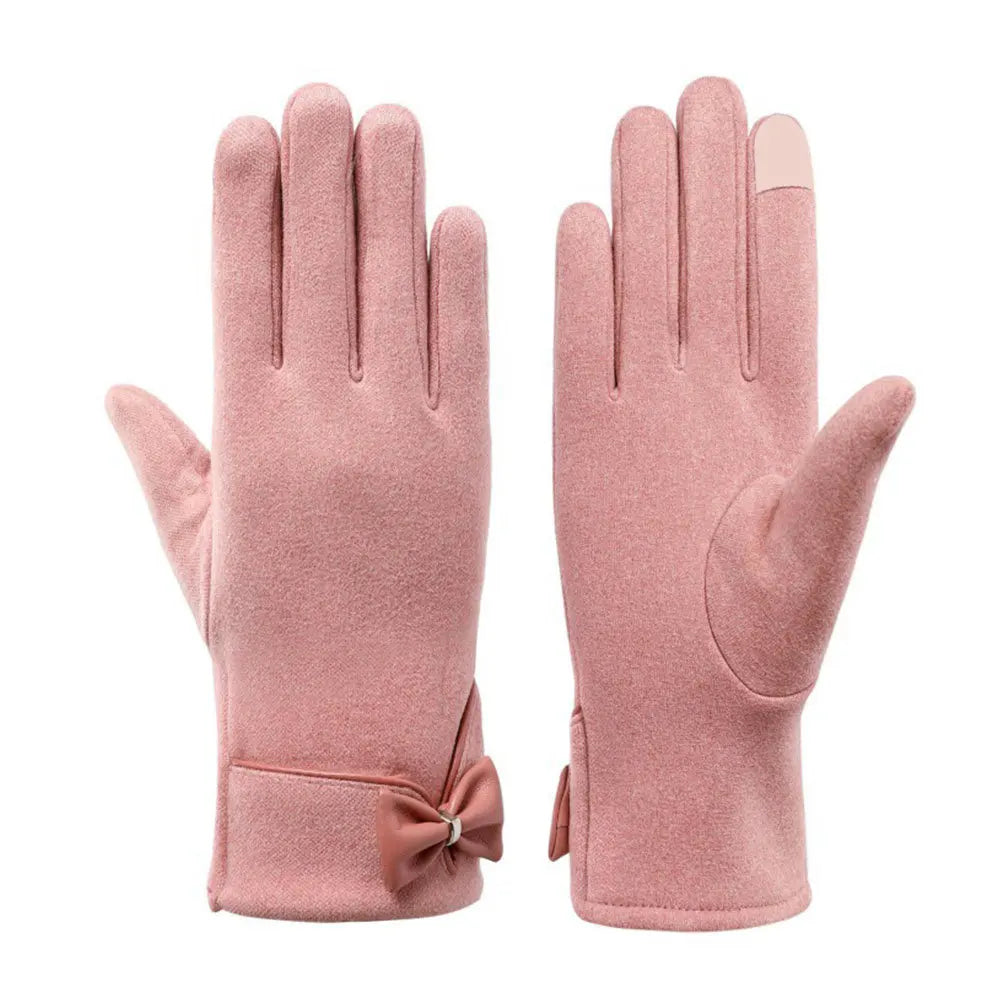 Christmas Cycling Gloves With Velvet Lining And Bow Detail Gloves-L