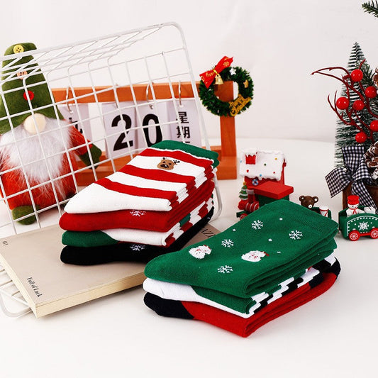 Cute Christmas Stripe Mid Calf Christmas Socks