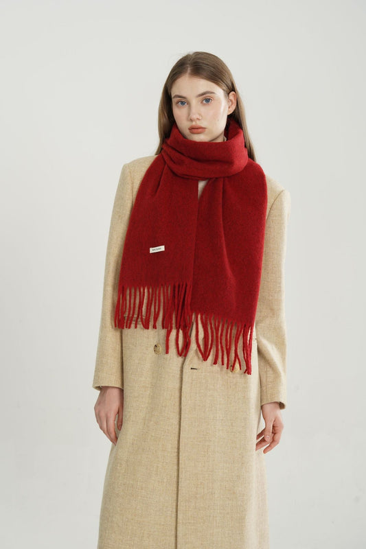 Woven Fringe Wool Blend Scarf