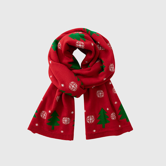 Textured Ribbed Knit Christmas Scarf