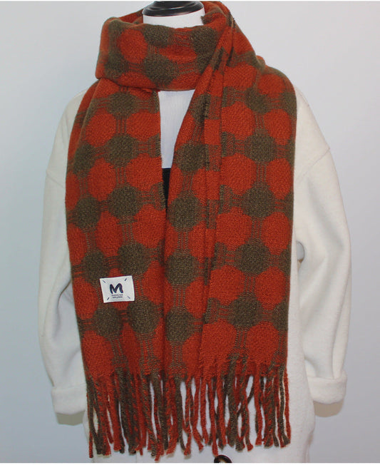 Reversible Polka Dot Fringe Christmas Scarf