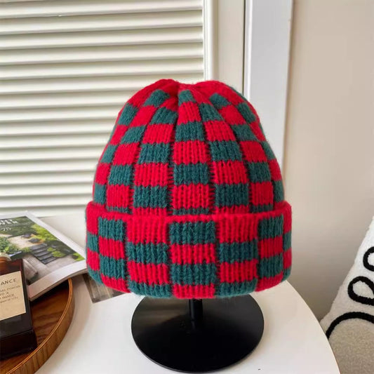 Checkered Knit Hat