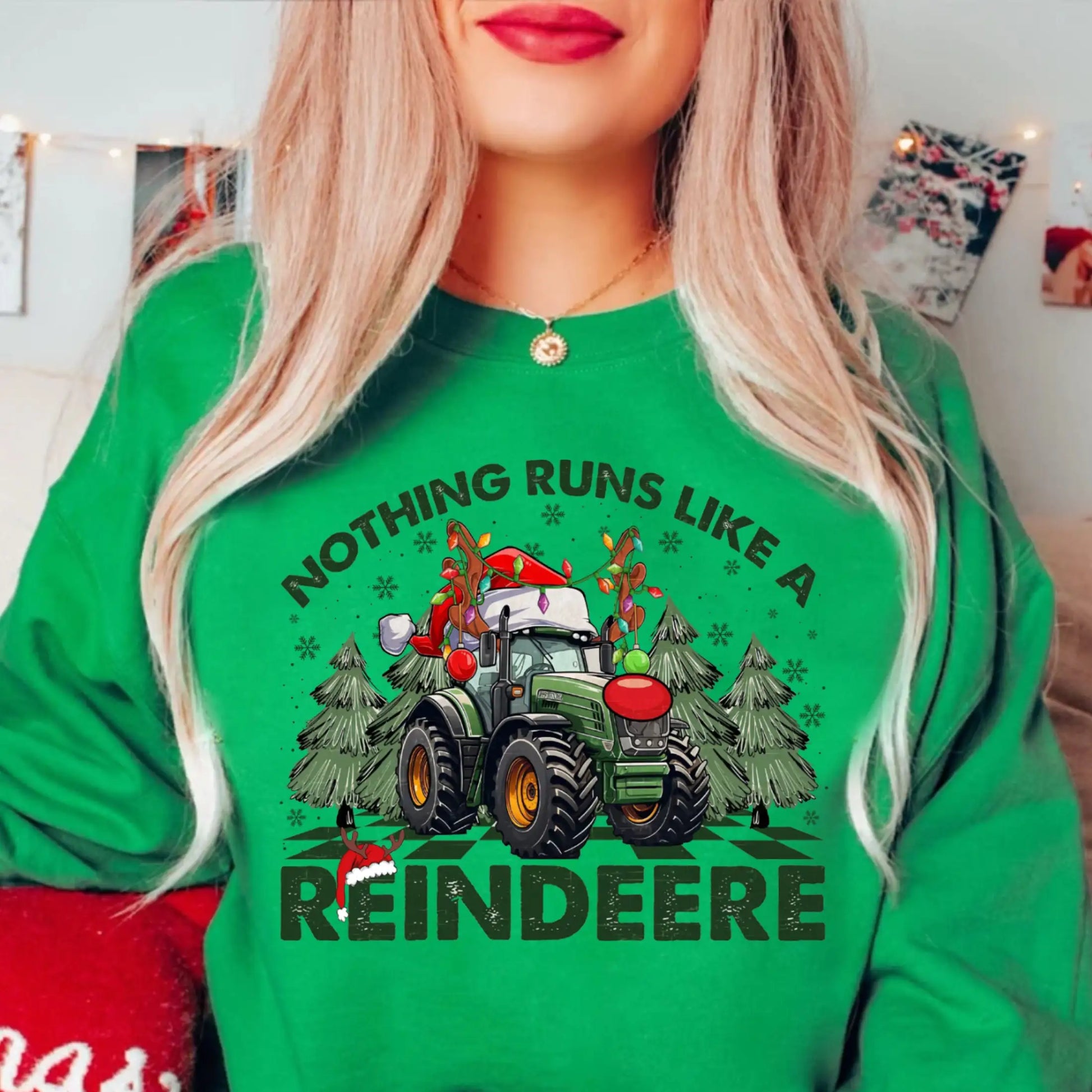 Hot Sale Nothing Runs Like Reindeer Farm Fallow Girl Christmas Hoodie Hoodies-L