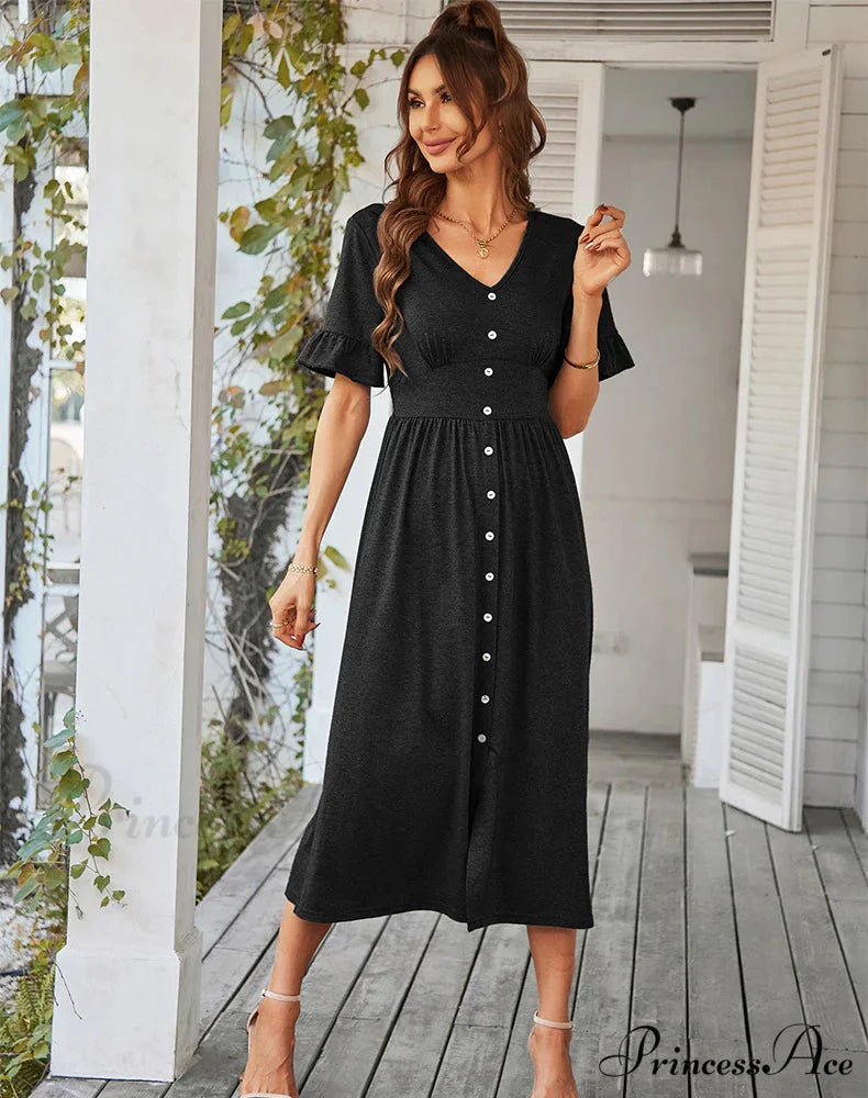 A-LINE DRESS - SOLID COLOR M / gray