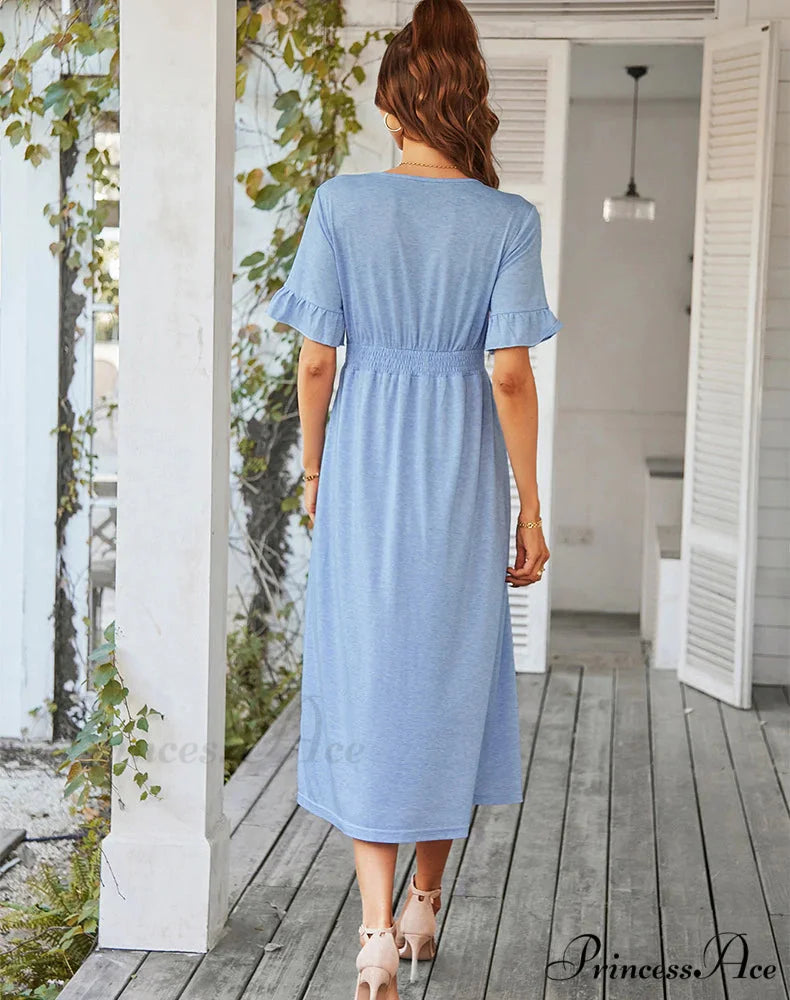 A-LINE DRESS - SOLID COLOR M / green