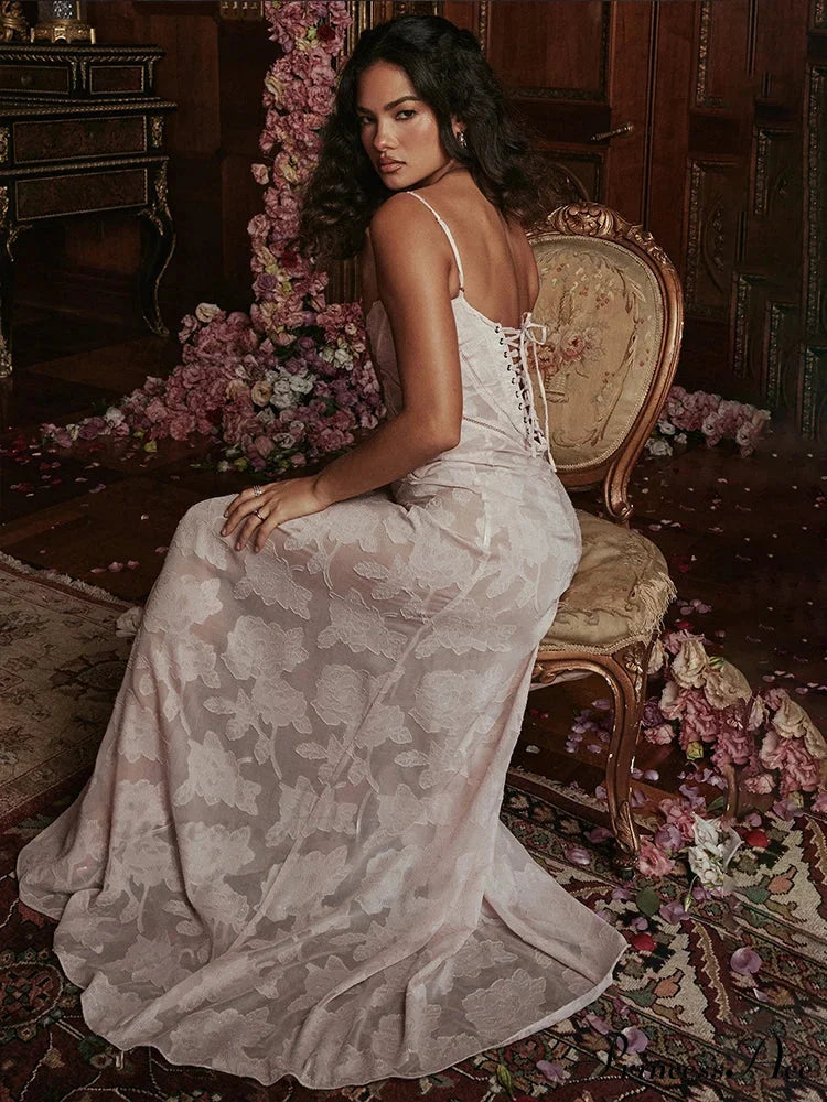 A-line Lace Open-Back Holiday Dress vacationdress-250223